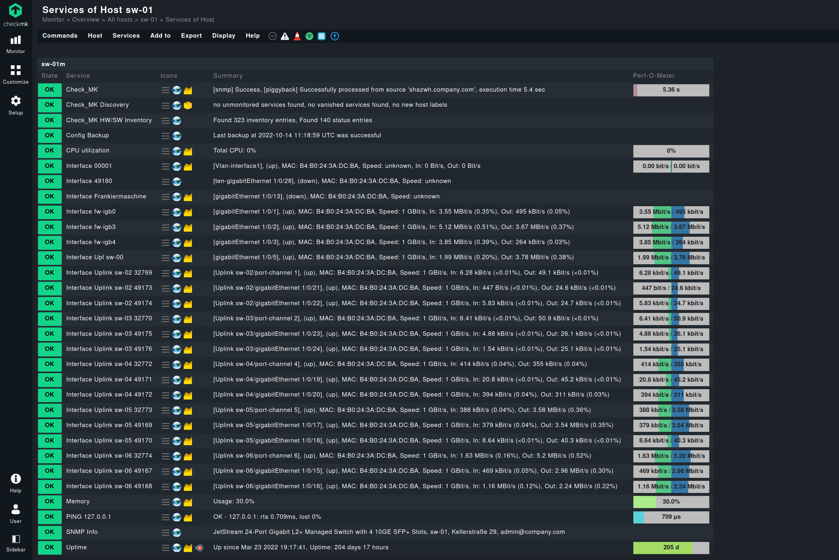 Screenshot von einem SNMP-Gerät