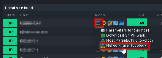 Network layer topology in the host menu