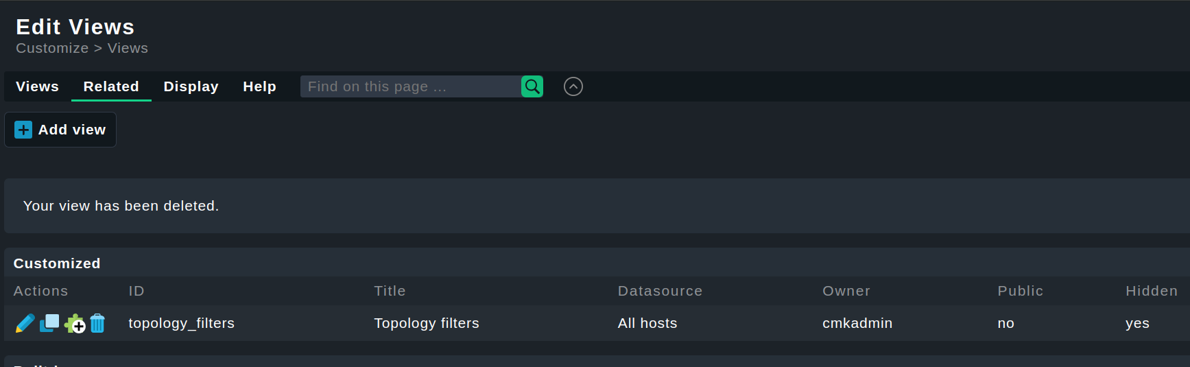 Network Visualization edit views