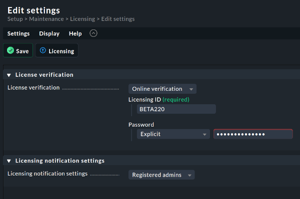 Adding the licence in Checkmk GUI