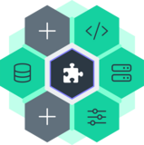 Hexagon with integraion icons inside