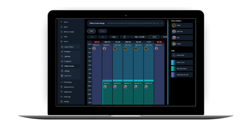 SIGNL4 user interface on a laptop