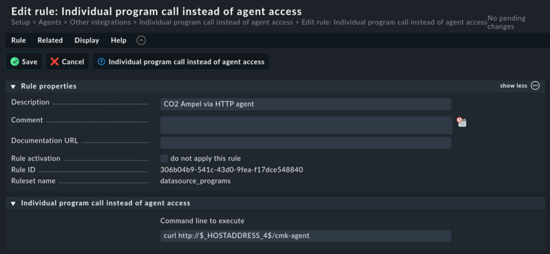 Screenshot zeigt die Konfiguration der Datenquelle in Checkmk