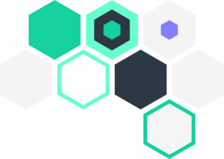 Hexagons linked together in different colours