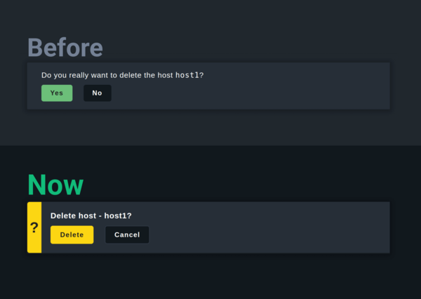 Comparison betweek the old and new confirmation dialogs