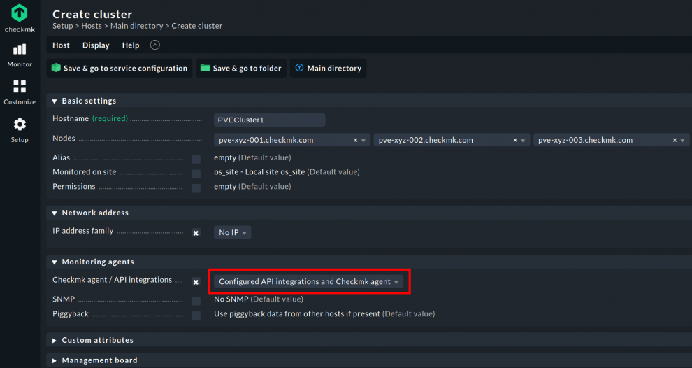Creating a Proxmox cluster in Checkmk