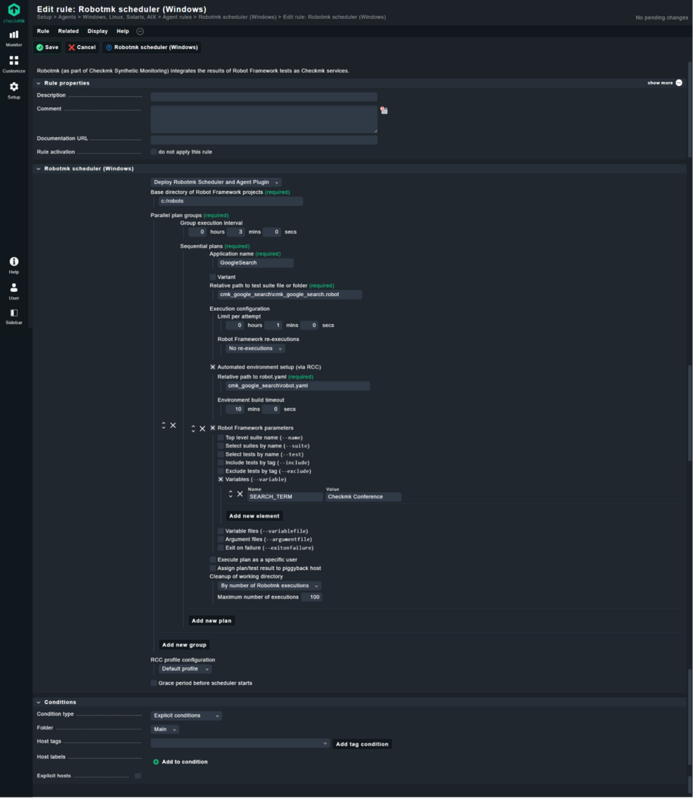 Regole di programmazione di Robotmk