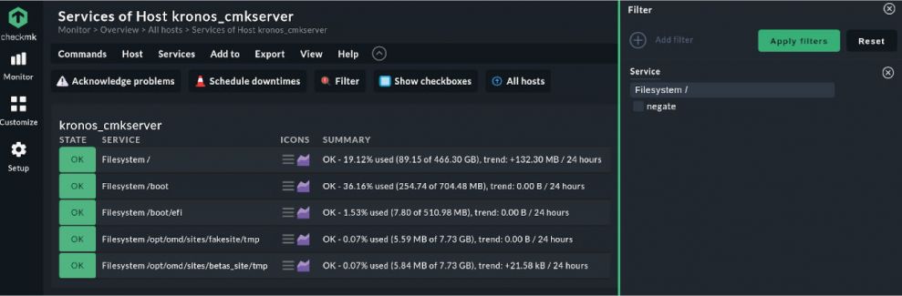 filter option to show all 'Filesystem' services