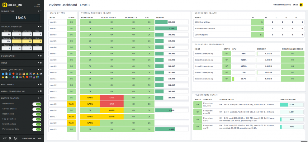 The vSphere dashboard vsphere-dashboard