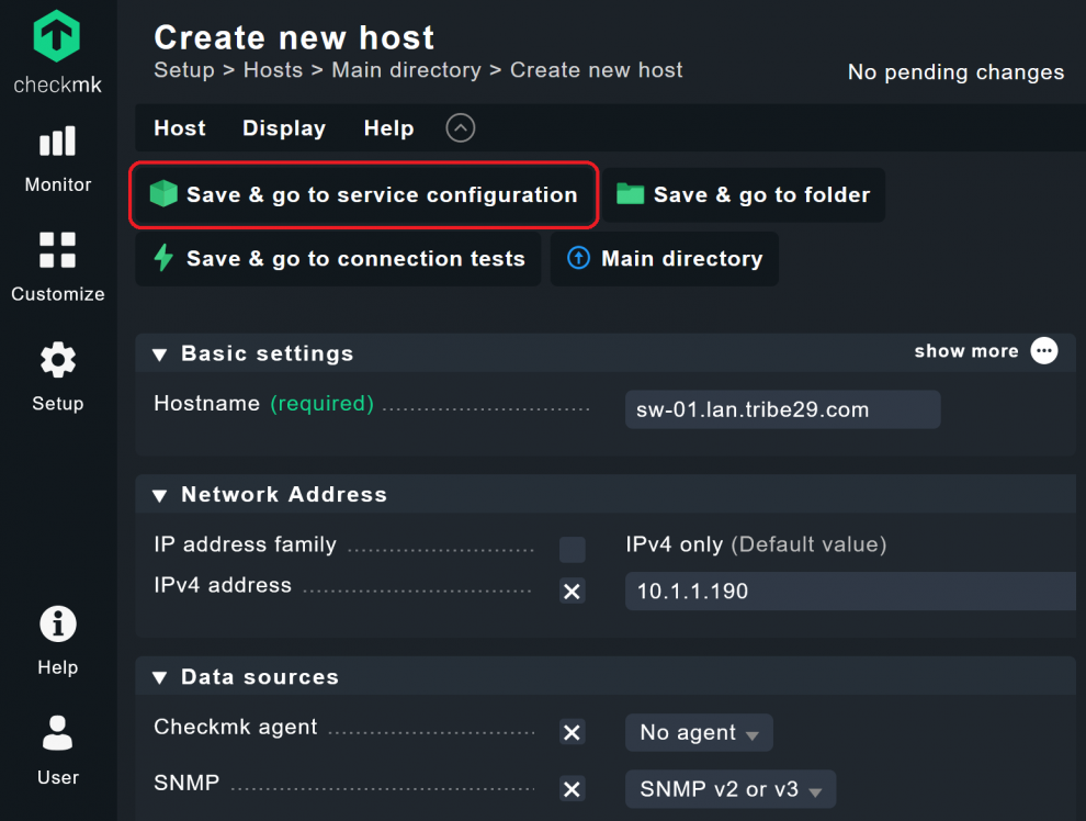 Creare un host SNMP in Checkmk
