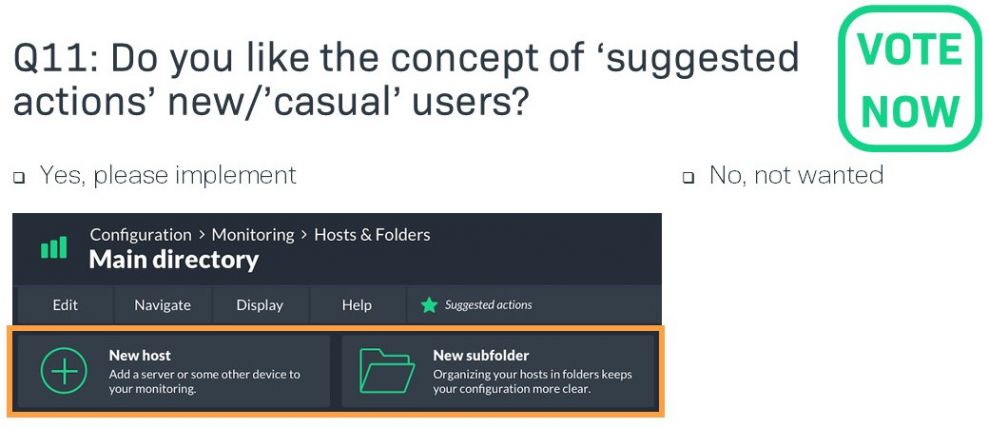 Mit kontextbasierten Schaltflächen wollen wir die Einstiegshürde für neue Checkmk-User reduzieren. Preview auf das neue Design. Hier empfohlene Aktionen für neue Nutzer.