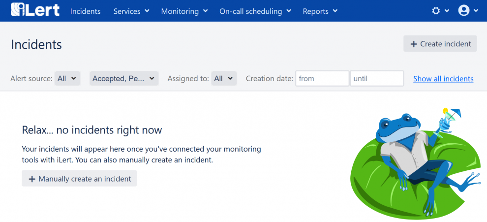 screenshot of the iLert user interface