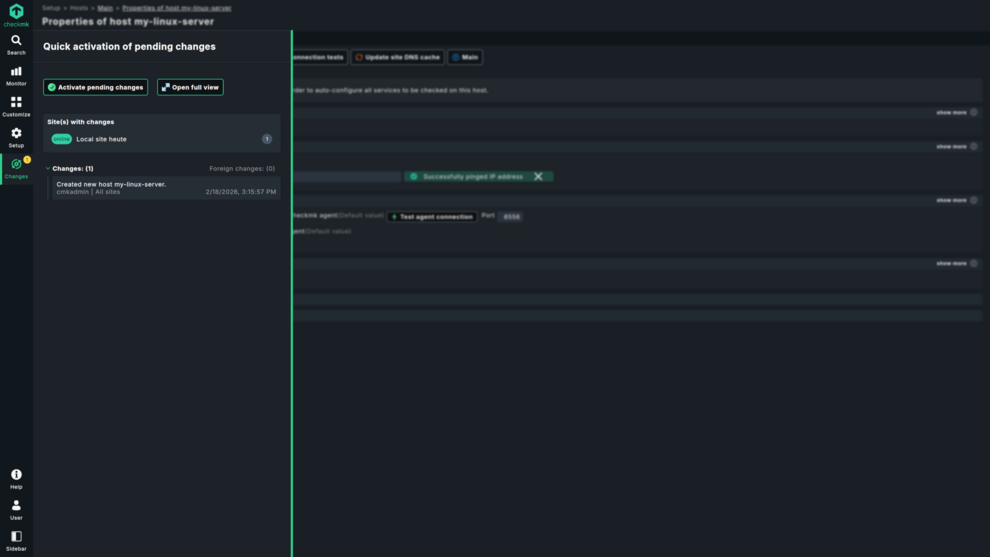 Activate changes in Checkmk 2.5