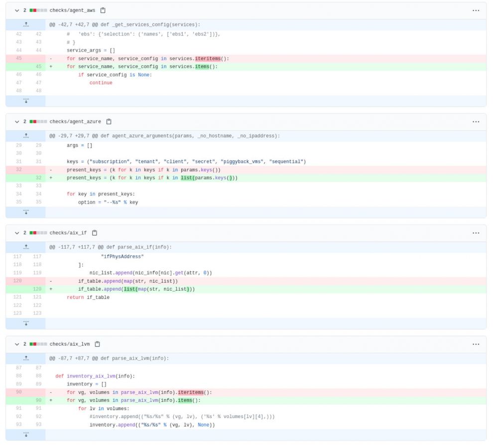 replace iteritems with items in code