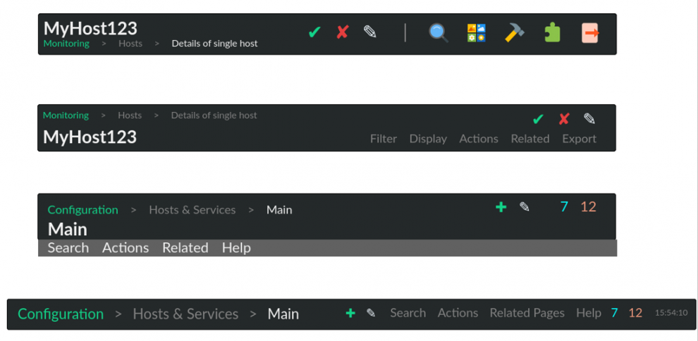 Considerations for the top-navigation and in-page menus The development stages of the top navigation and in-page menus