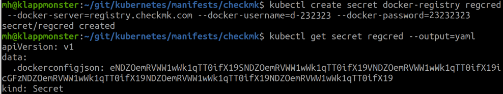 Command to create a docker secret for the official Checkmk container registry
