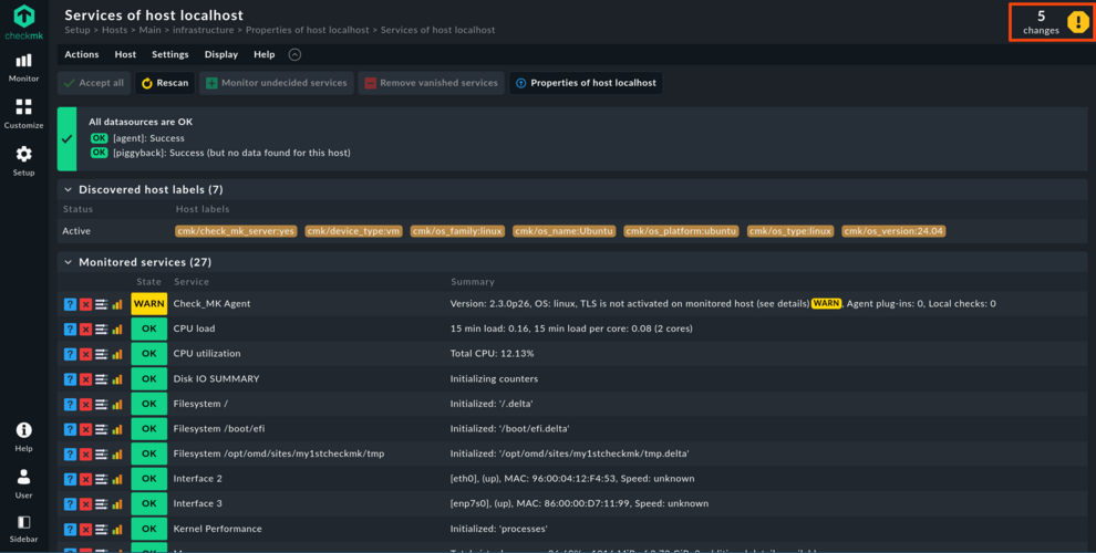 Auto-discovery of the services of the local host