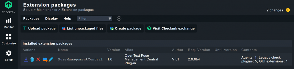 Fuse Management MKP installed in Checkmk