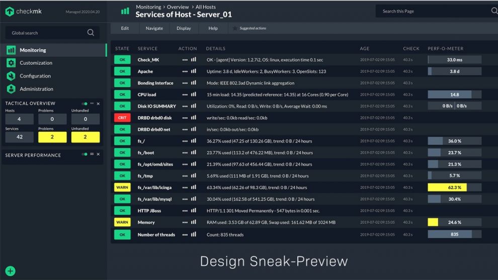 Mathias hat in seinem Vortrag eine Sneak-Preview des neuen Checkmk-Designs gezeigt. Ein Sneak-Preview des neuen Checkmk-Designs.