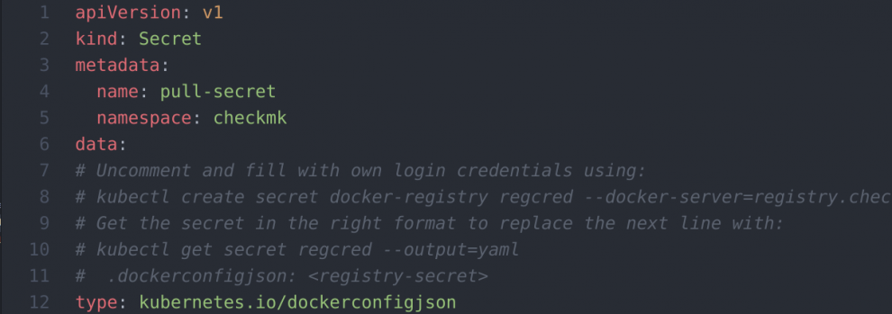 Pull secret manifest