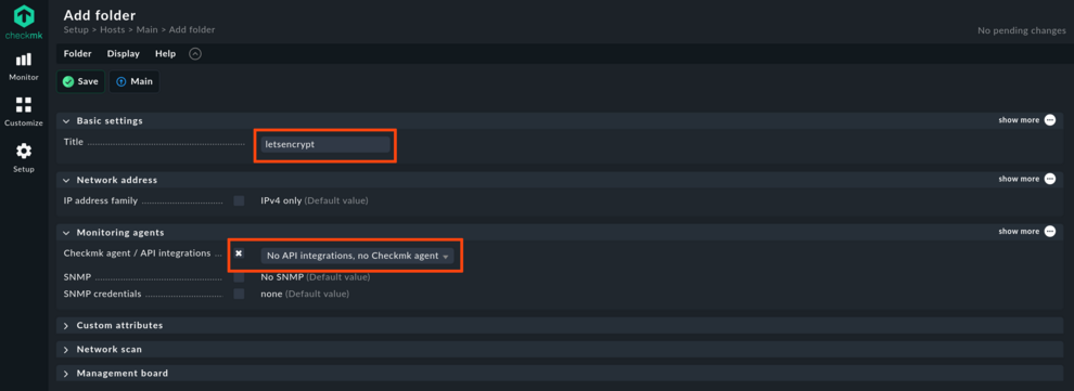 Add folder menu for all hosts that correspond to certificates