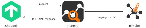 Grafische Darstellung Funktionsweise von Checkmk mit ntop