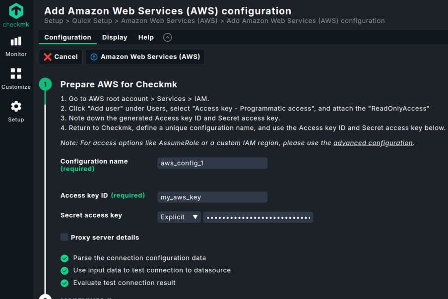 Screenshot of the new Quick Setup